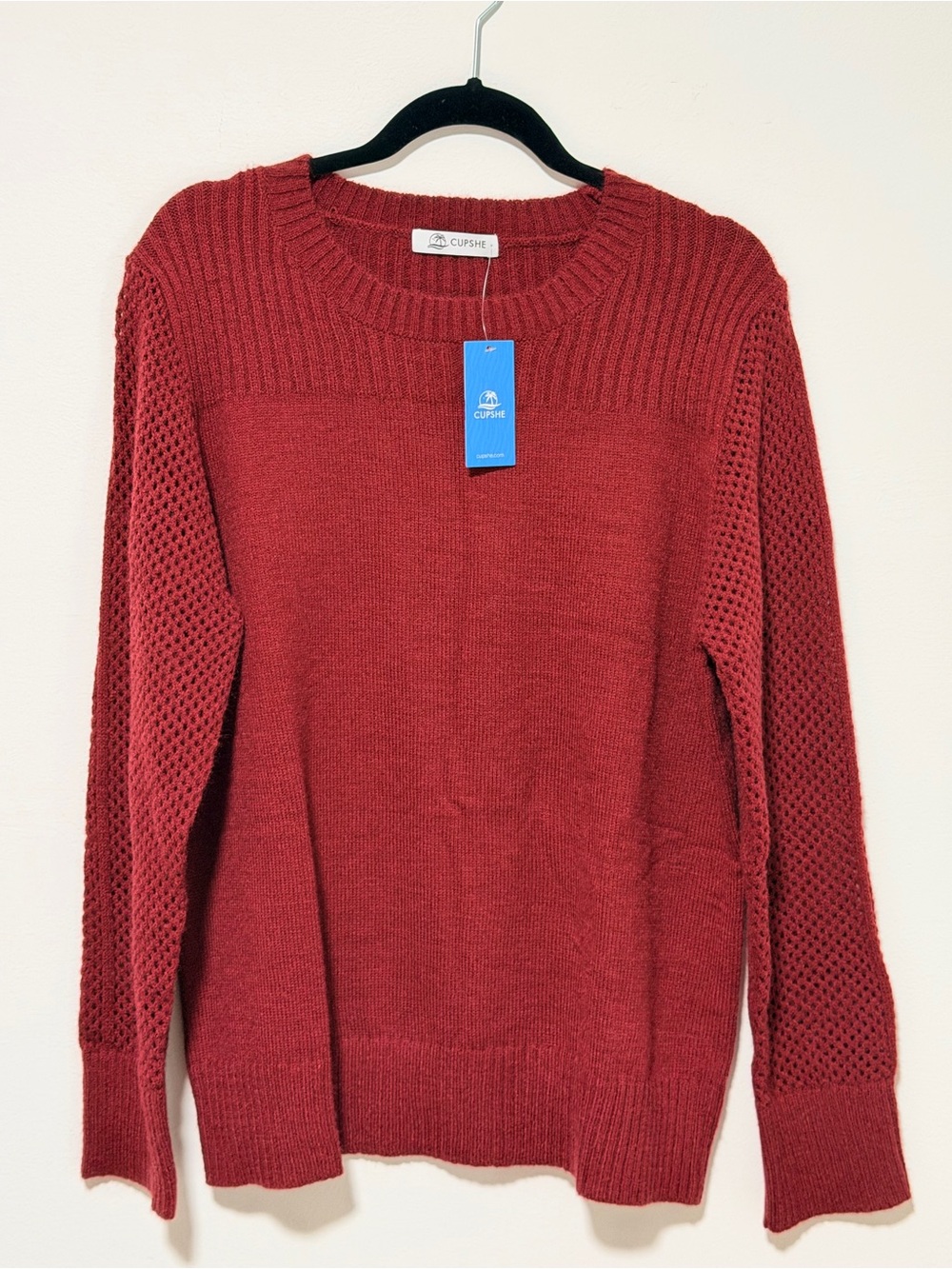 Cupshe Women's Red Crewneck Knit Sweater